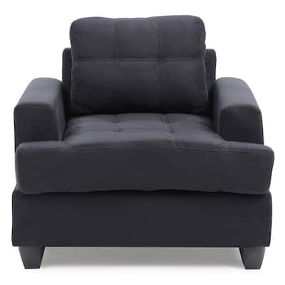 Solid Tufted Upholstered Accent Chair - 38" - Black
