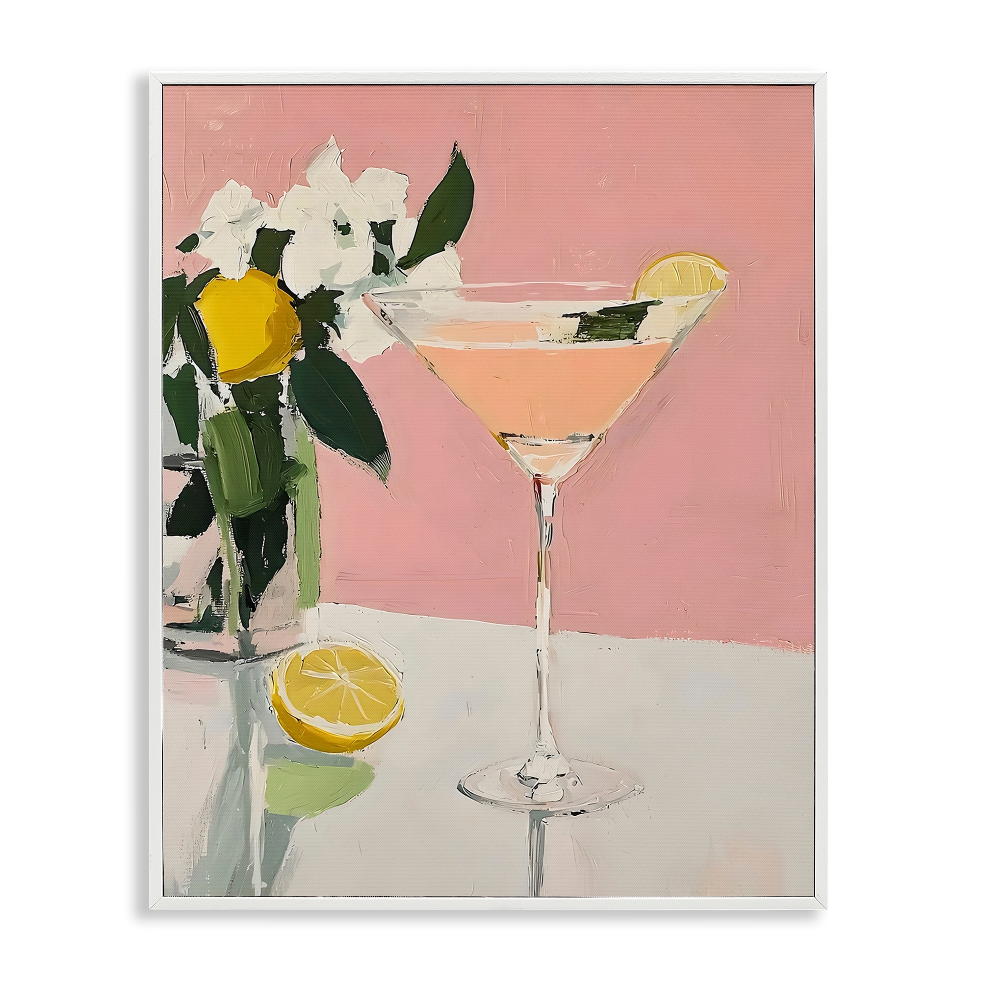 Stupell Pink Cocktail with Lemons Framed Giclee Art Design By Riley B