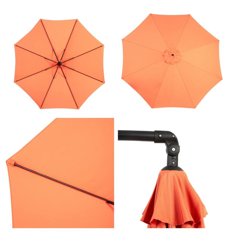 9.64 ft. Steel Market Outdoor Patio Umbrella with 8 Ribs, Offset Hanging Umbrella with Easy Tilt Adjustment