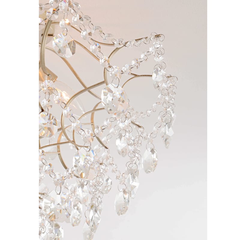 Dalia Brushed Silver-ish Champagne 5-Light Larger Crystal Flush Mount - 20 inches in diameter x 14 inches in height