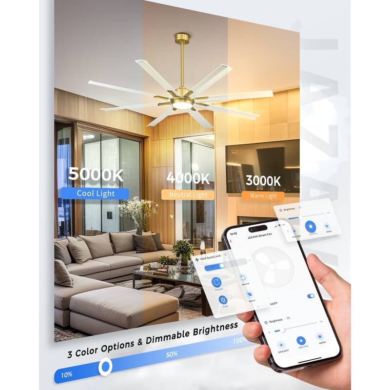 72/84/96 inch Aluminum Industrial Ceiling Fan with Integrated LED