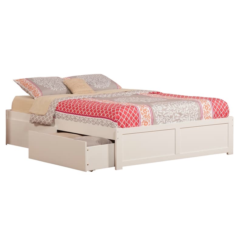 Concord Queen Platform Bed with 2 Bed Drawers in White