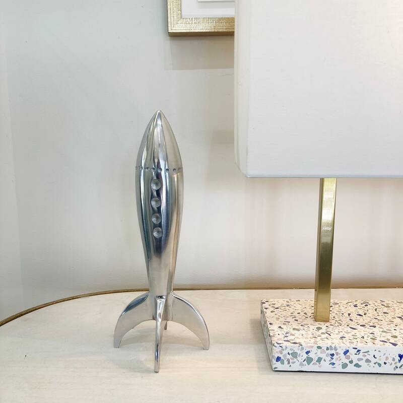 Renwil Rush Indoor Aluminum Statue, Polished Silver