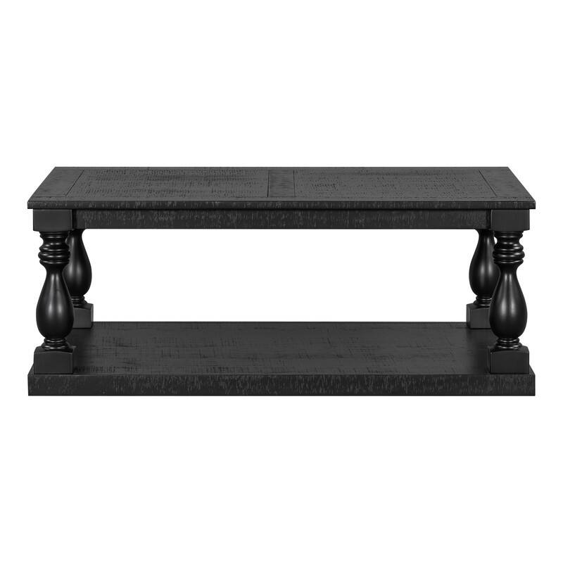 Vintage 45.2" Solid Wood Coffee Table with Open Shelf