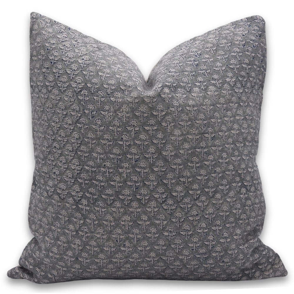 Fabdivine Rustic Block Print Cushion Cover Handmade Linen Living Room Accent, Gulmohar