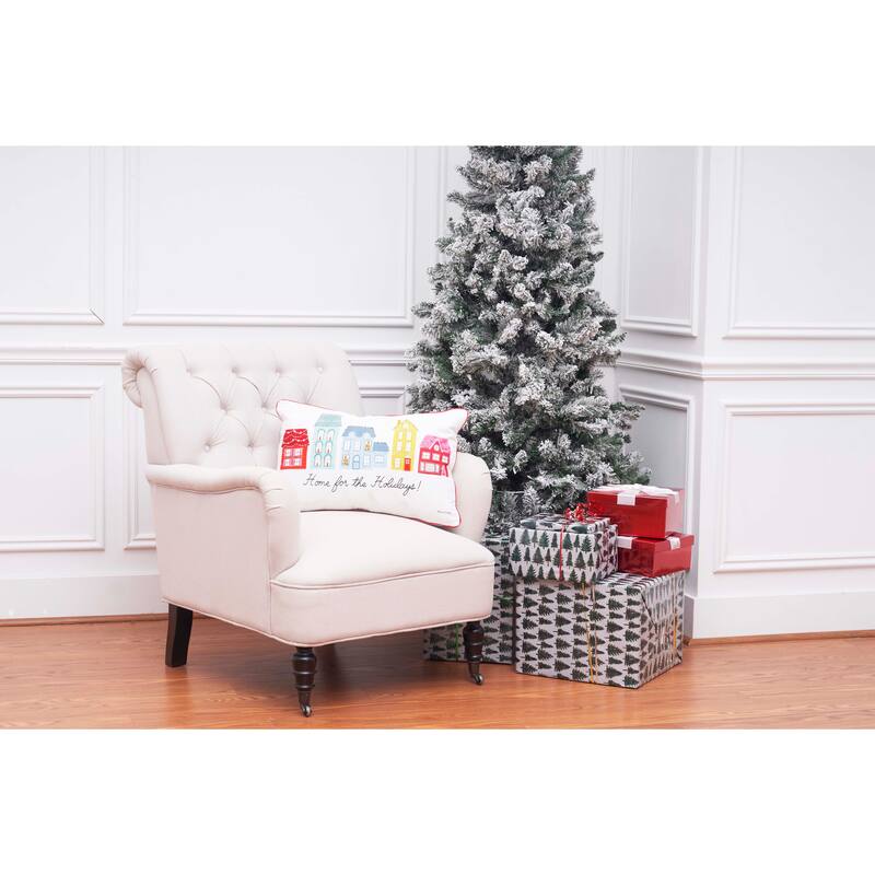 Village Holiday Printed & Embellished Throw Pillow