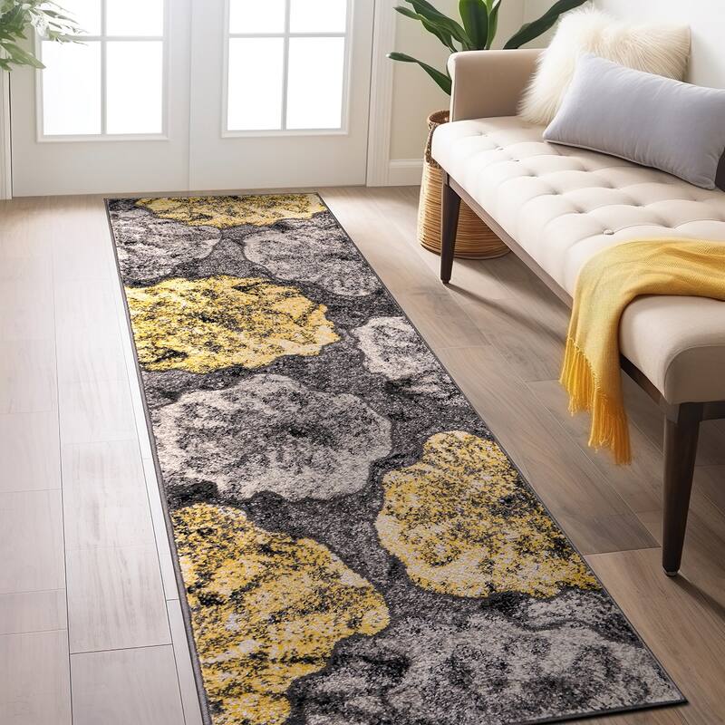 World Rug Gallery Contemporary Floral Design Black Area Rug