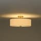 preview thumbnail 10 of 57, French Country Brass Round White Linen Drum Ceiling Light