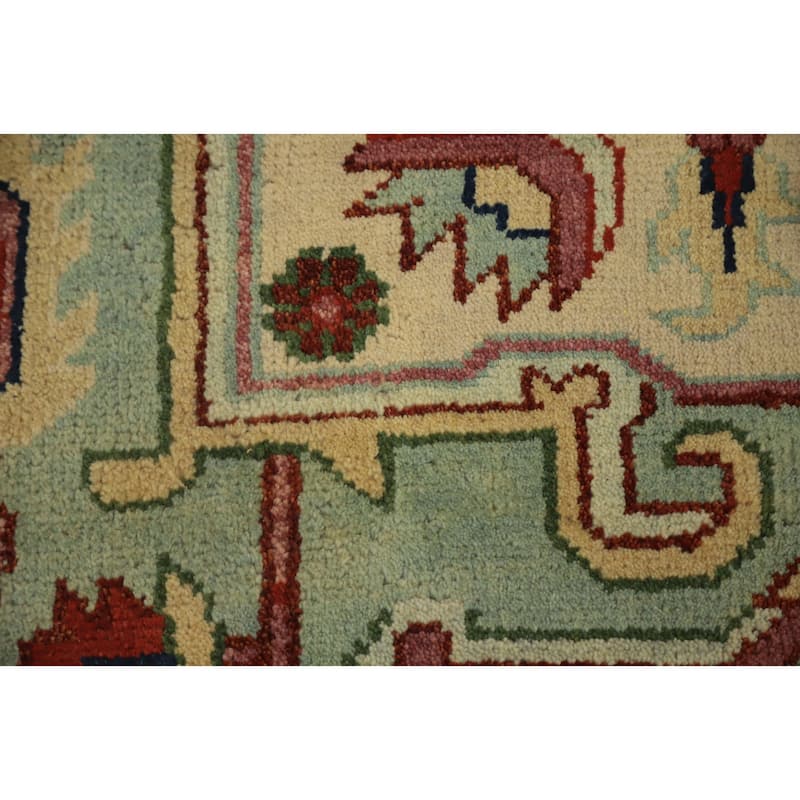 Hand Knotted Oriental 100% Wool Carpet Traditional Medallion Oranges & Rust Heriz (serapi) Area Rug - 13' 8'' X 9' 9''