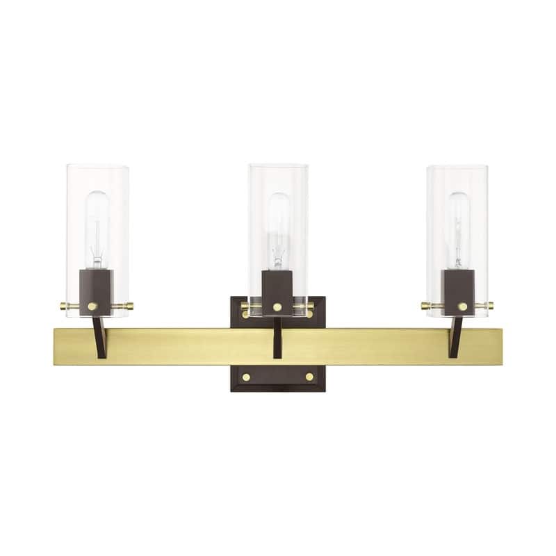 Livex Lighting 3-Light Satin Brass Vanity Sconce, 17823-12 - 23.75"W x 12"H x 5.5"D