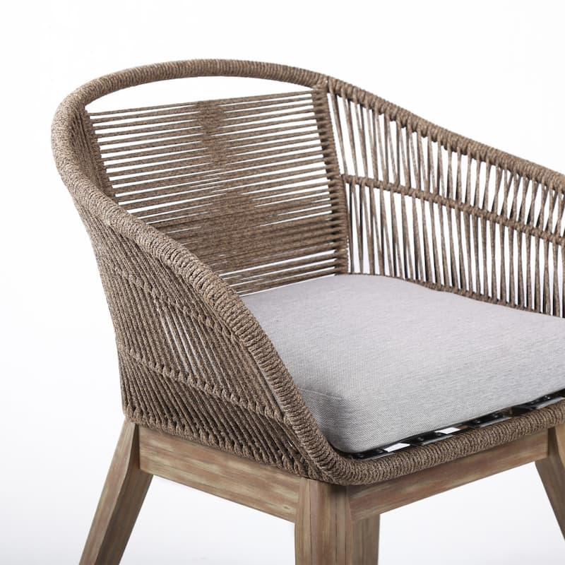 Solid Wood Outdoor Dining Armchair with Detachable Cushions Water-Repellent - 24” D x 27” W x 31” H
