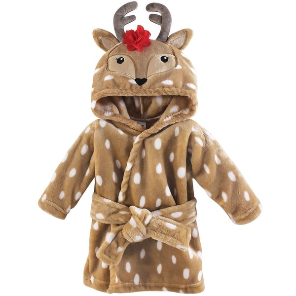 slide 1 of 1, Hudson Baby Infant Girl Plush Animal Face Bathrobe, Girl Reindeer, 0-9 Months - Girl Reindeer - 0-9 Months 0-9 Months - Girl Reindeer