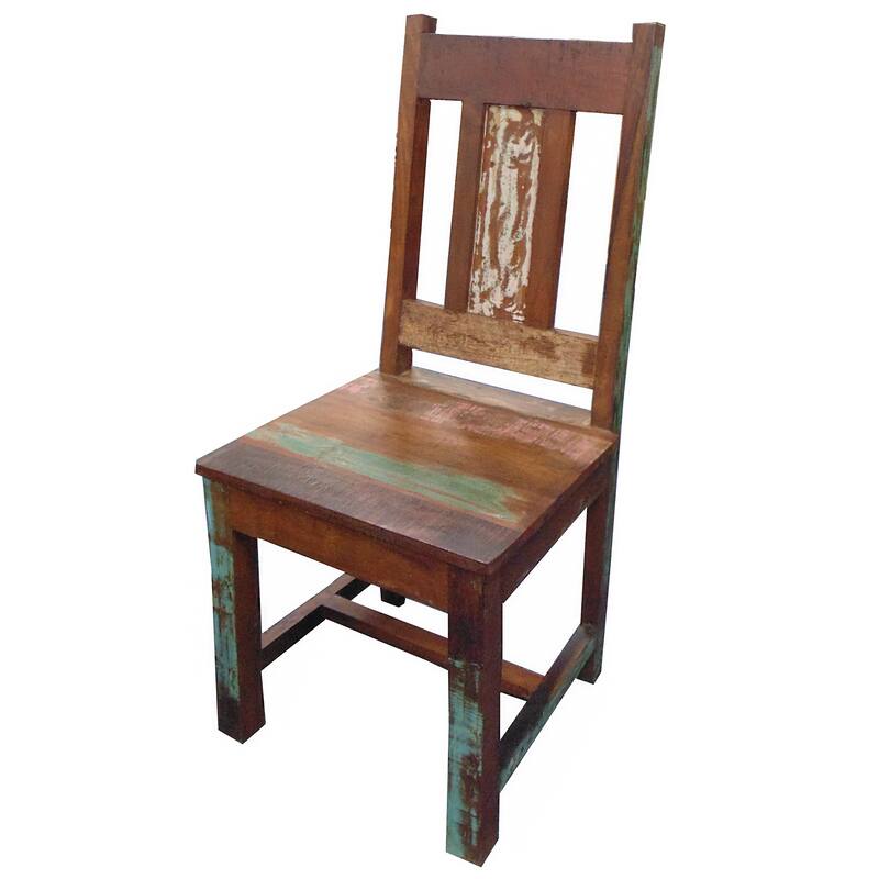 HomeRoots Set of Two Brown Wood Slat Back Dining Side Chairs