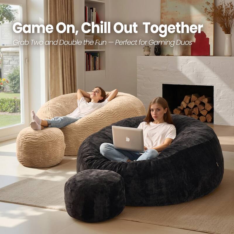 OVIOS Plush Wrapped Lounger Sofa With Ottoman