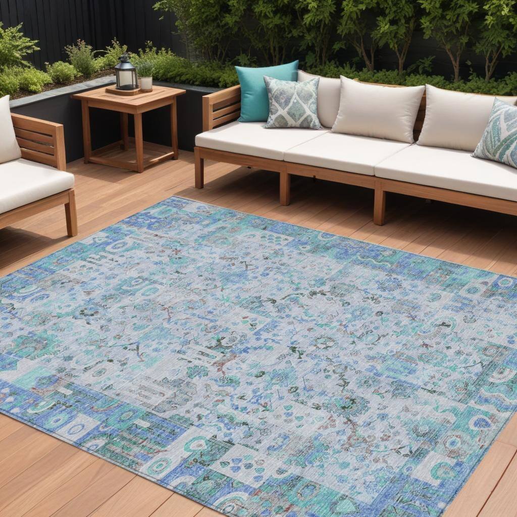 HomeRoots Patchwork Traditional Rectangle Outdoor Rug