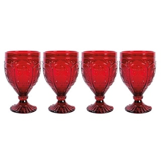 Fitz and Floyd Set of 4 Trestle Goblets, Red