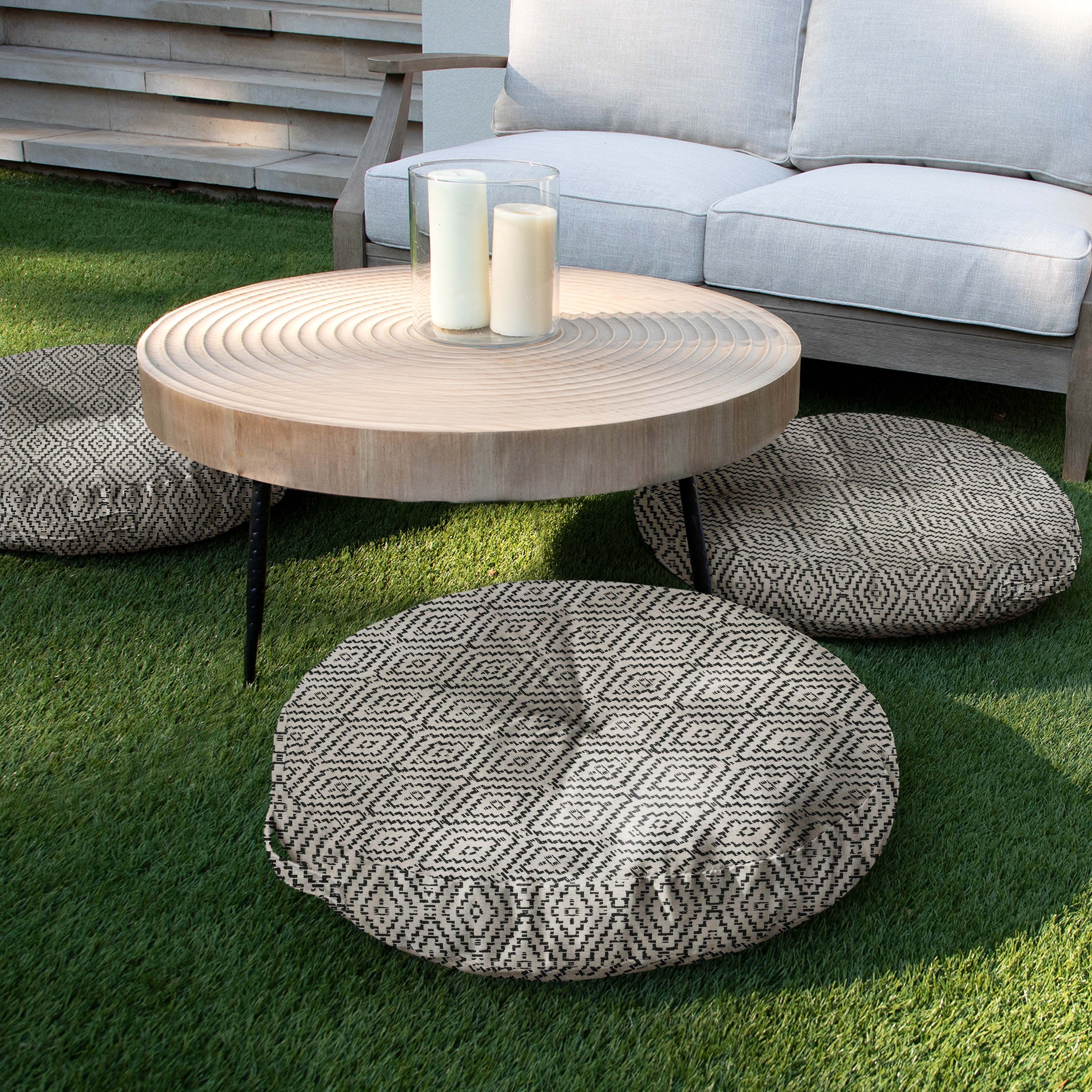 Sorra Home Sunbrella Indoor/Outdoor Boho Textured Tufted Floor Pillow (Single Pillow)