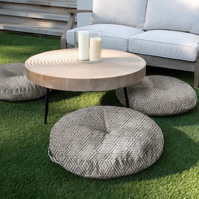 Sorra Home Sunbrella Indoor/Outdoor Boho Textured Tufted Floor Pillow (Single Pillow)