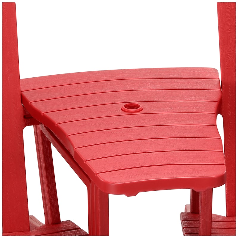 Polytrends Coastline Outdoor Poly Adirondack Chair Set with Connecting Tray & Cup Holder