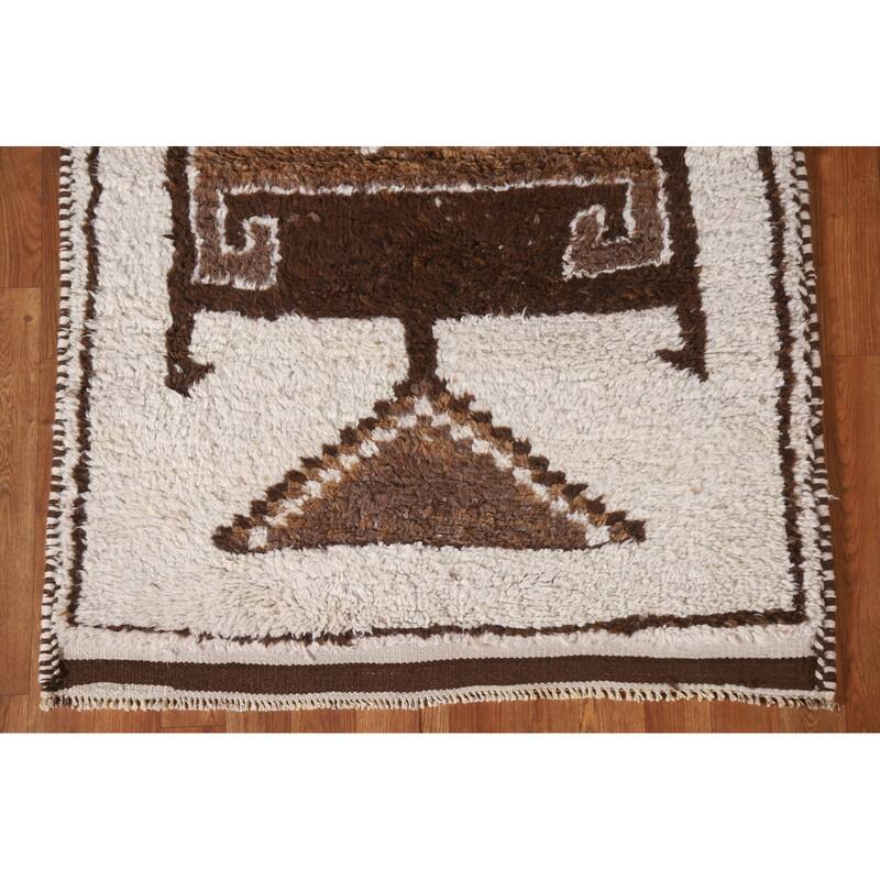 Plush Beige Turkish Anatolian Runner Rug Handmade Wool Carpet - 3'3"x 12'2"
