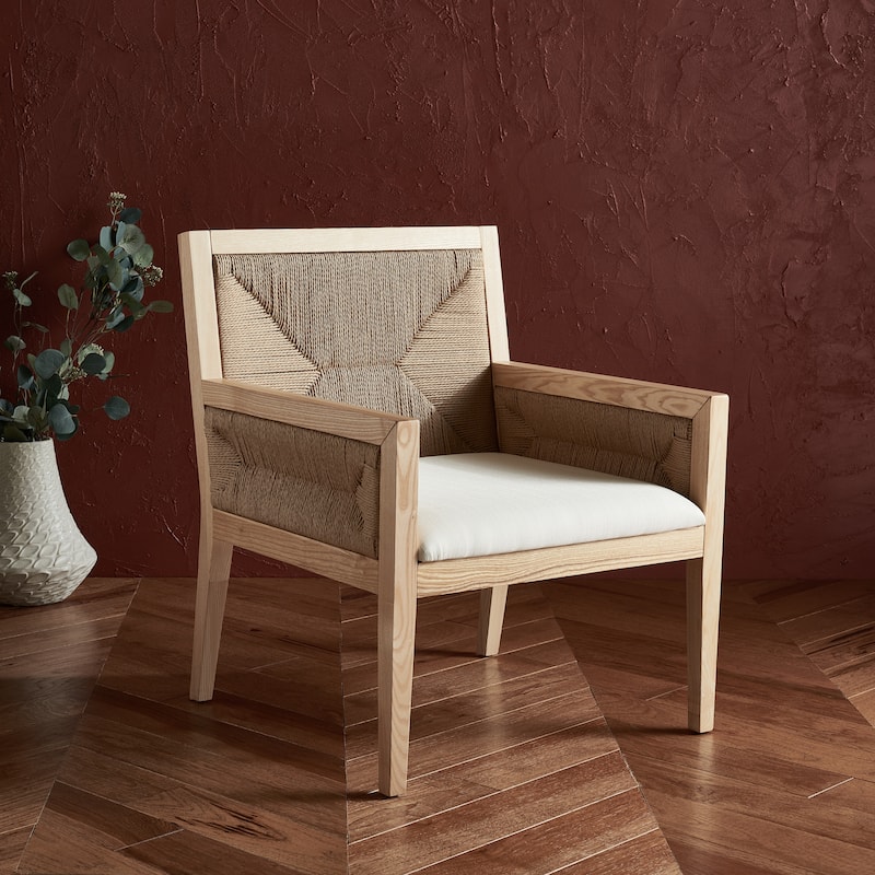 SAFAVIEH Couture Emilio Woven Accent Chair - 25 in. W x 26 in. D x 31 in. H - Natural