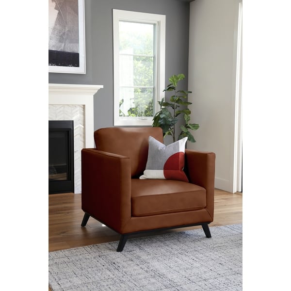 slide 2 of 14, Abbyson Woodstock Mid Century Top Grain Leather Chair