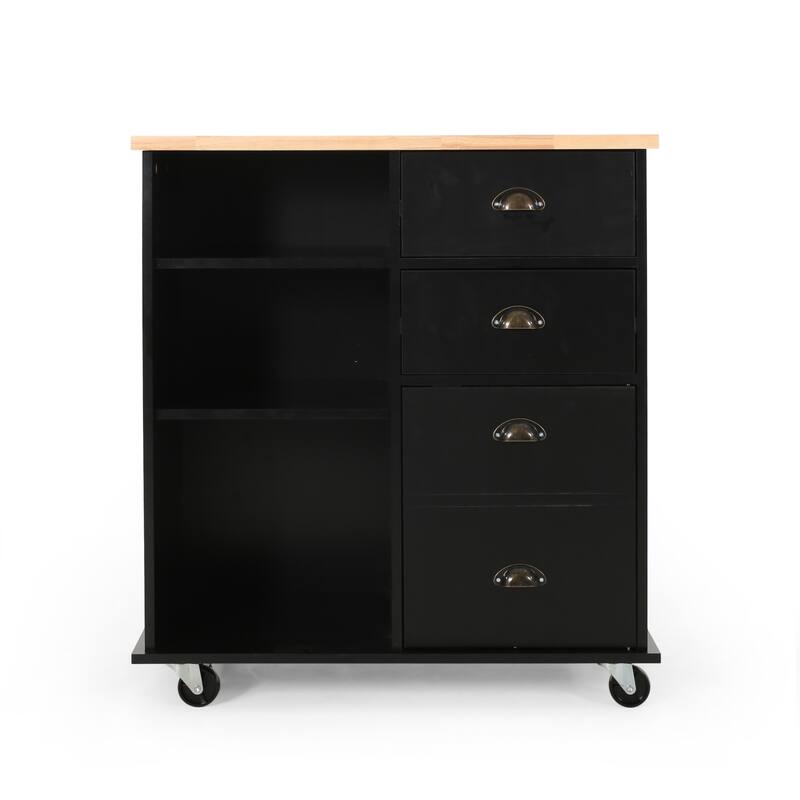 PROVENCE KITCHEN cart WITH 2 DRAWERS+1 DOOR - Black