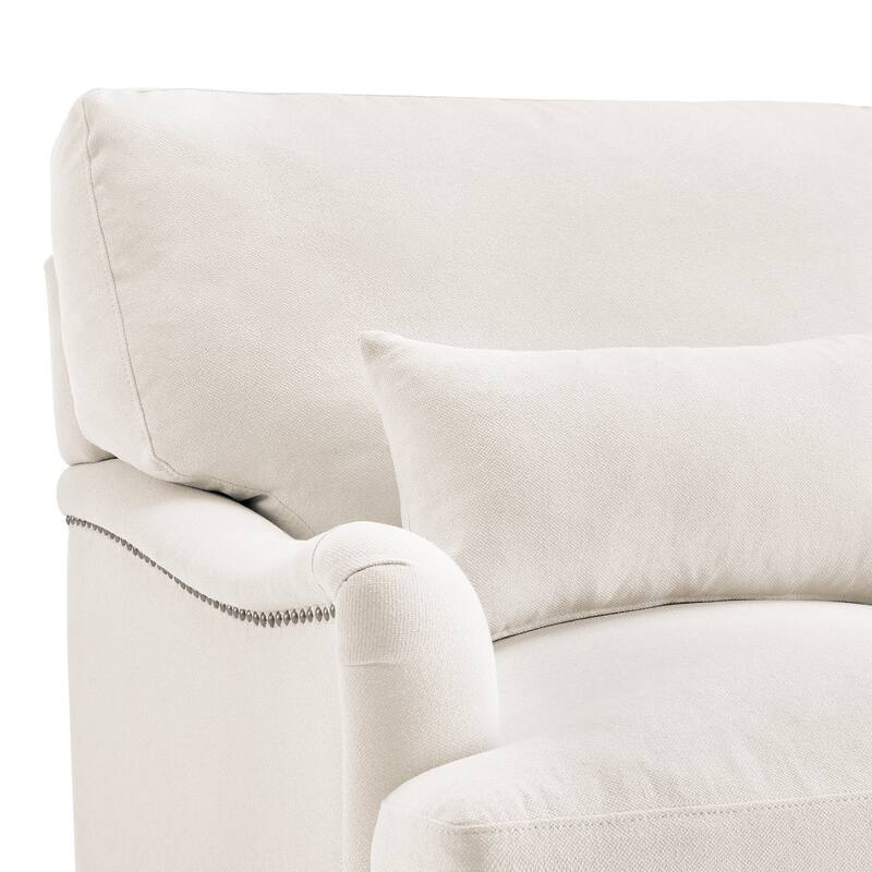 Upholstered Accent Chair with Solid Wood Legs and Pillow for Living Room Seating