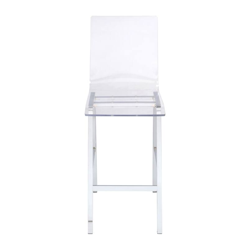 Clear and Chrome Armless Counter Height Chair (Set of 2)