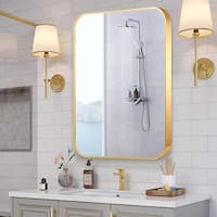 32x24 Inch Gold Bathroom Vanity Mirror Aluminum Wall Mounted - Bed Bath ...