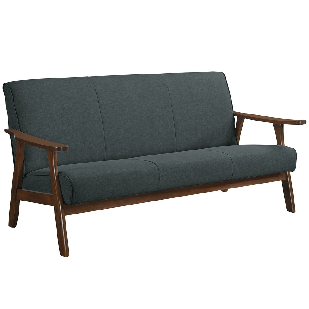 CraftPorch Wenge Wood Mid-Century Modern Linen Sofa