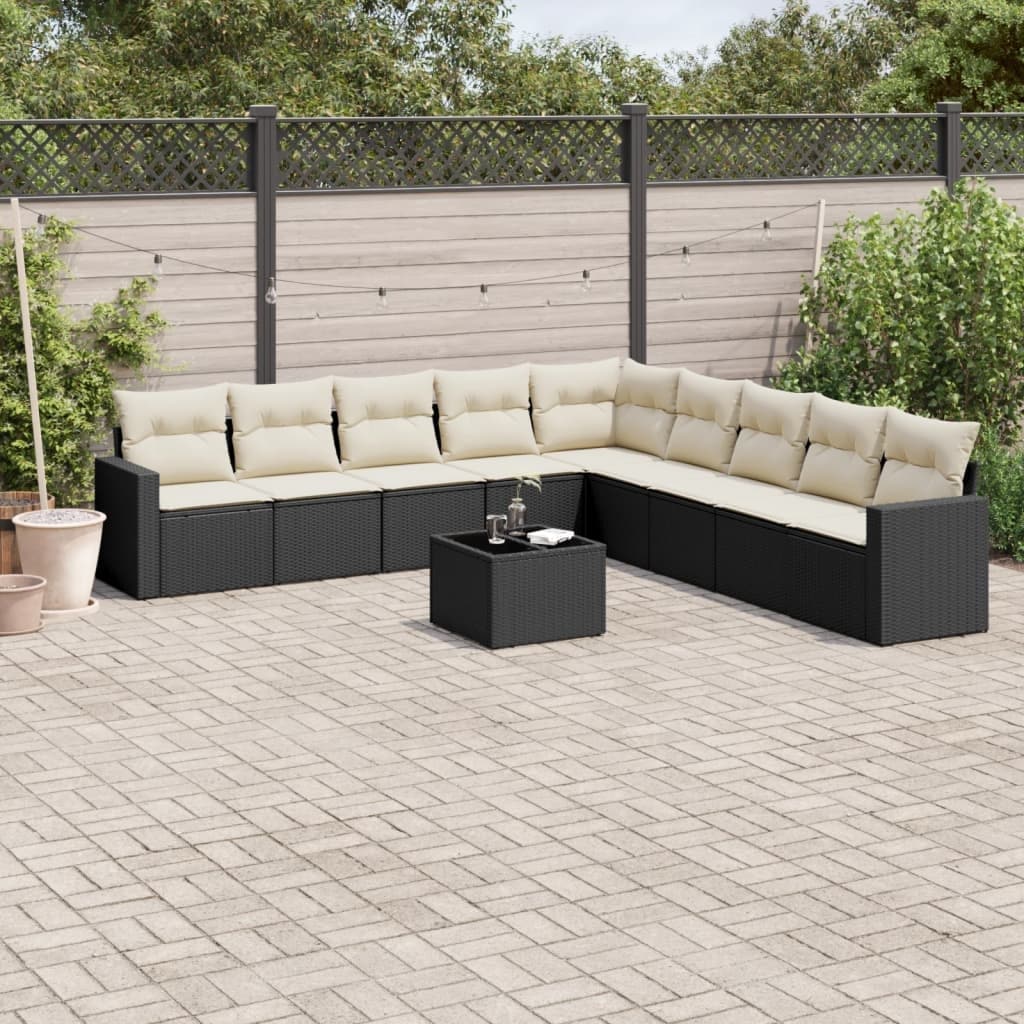 vidaXL Patio Sofa Set Black, Cream - 21.7 x 21.7 x 14.6