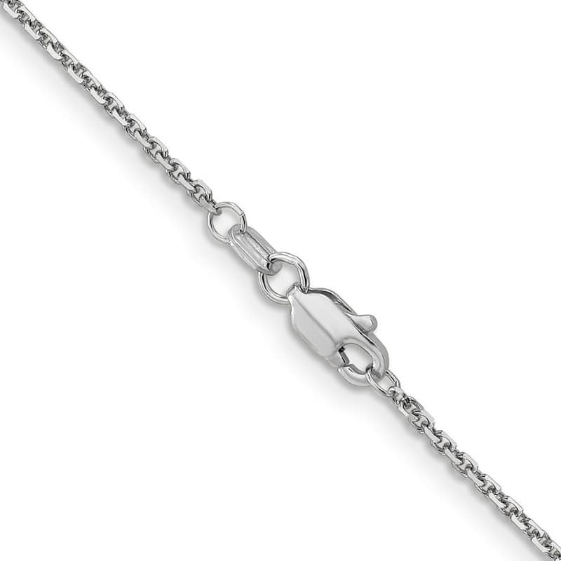 Curata 14k White Gold 10" 1.4mm Diamond Cut Round Open Link Cable Chain Ankle Bracelet (Lobster-claw)