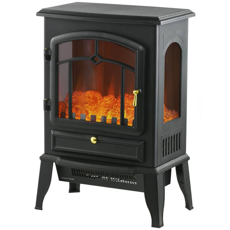 Portable 22" Electric Fireplace Heater with 3-Sided Flame Effect, Adjustable Temperature & Safety Shut-Off, 750W/1500W