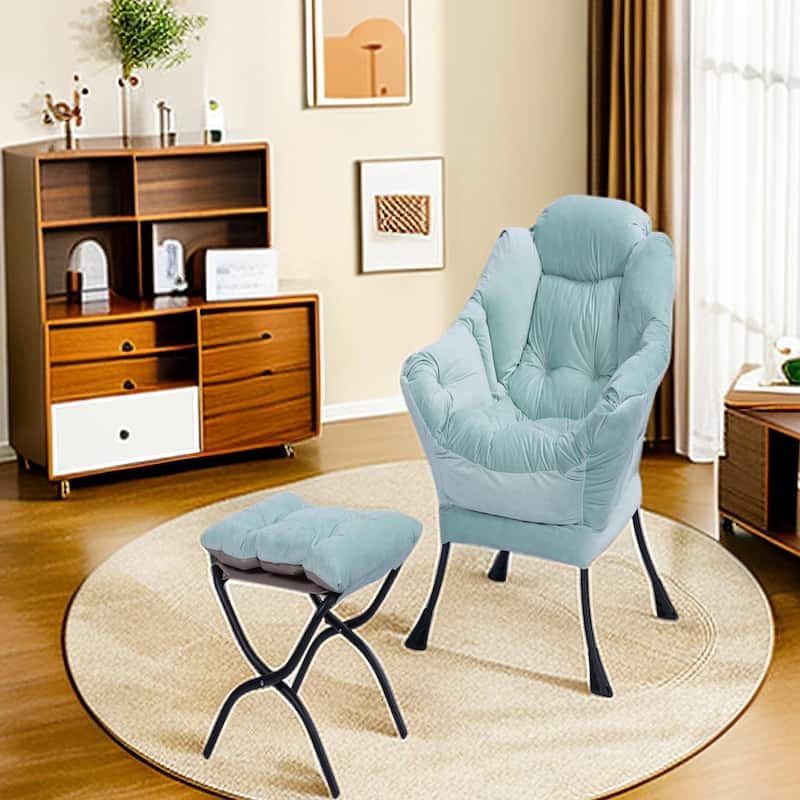 Tufted Accent Chair with Ottoman Cushion Chair Wingback Chair, Upholstered Chairs Lounge Chair with Armrests Side Pocket