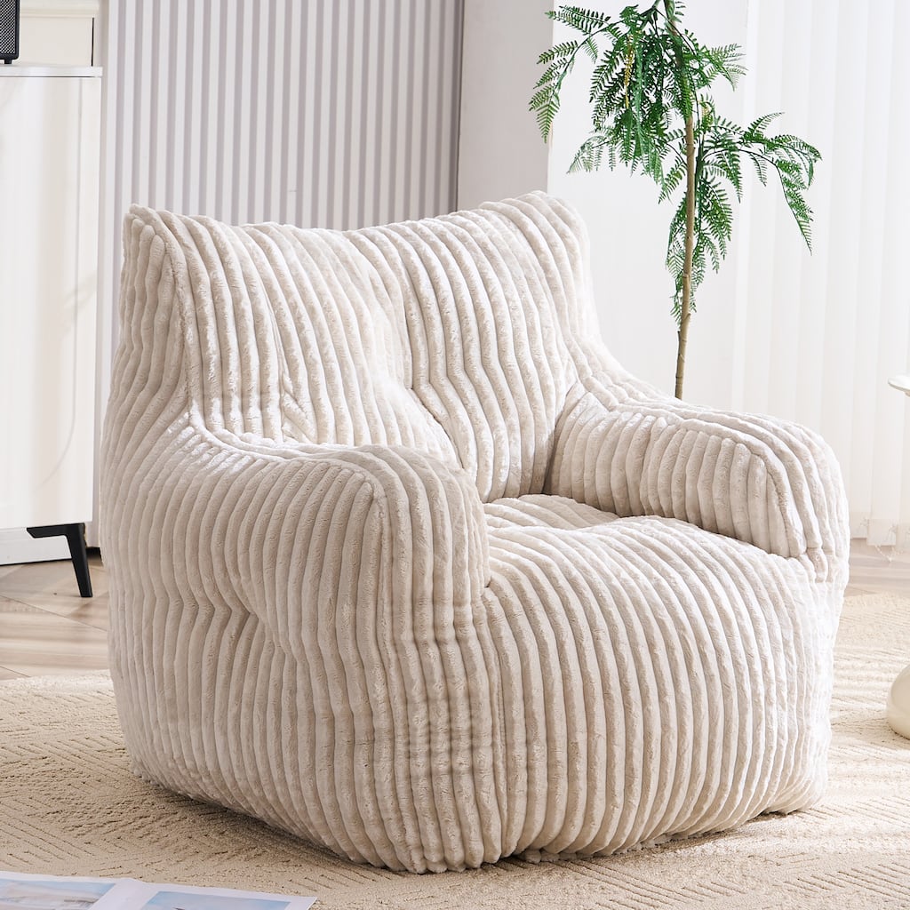 Soft Fluffy Corduroy Fabric Bean Bag Chair Filled With Memory Sponge