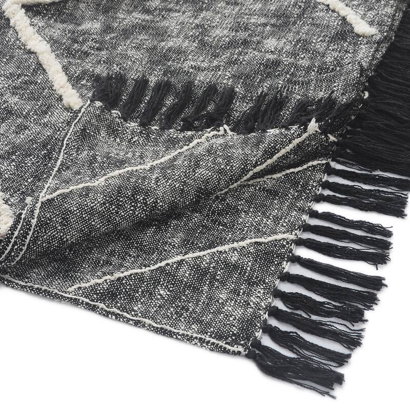 Sevita Tufted Geometric Diamond and Distressed Coverlet