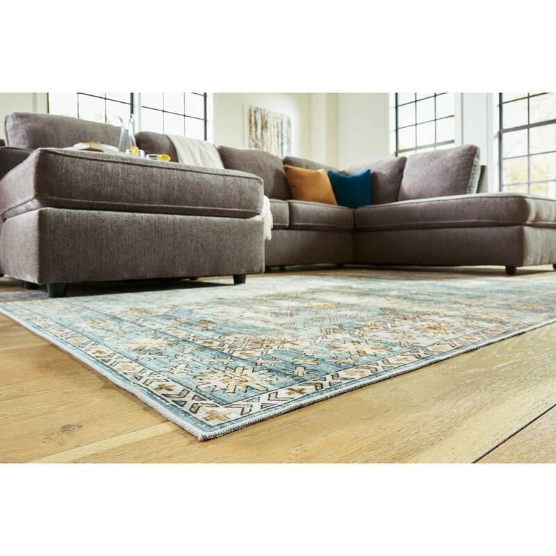 Signature Design by Ashley Harwins Blue Machine Washable Rug