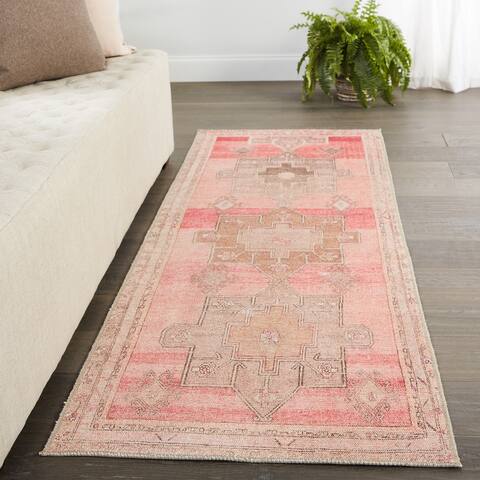Faron Medallion Pink/ Tan Area Rug