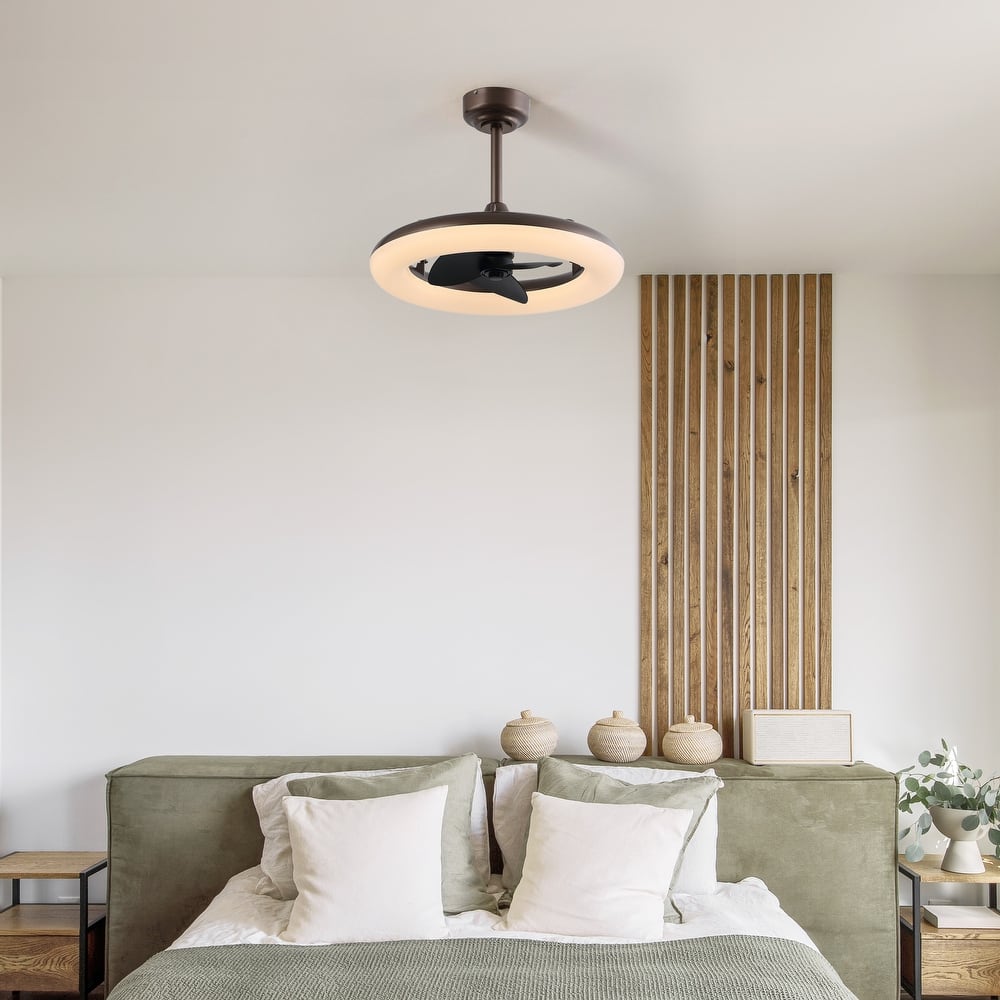 JONATHAN Y 21.5" Smart LED Ceiling Fan - 6-Speed, Dimmable, Remote/App Control - 21.5