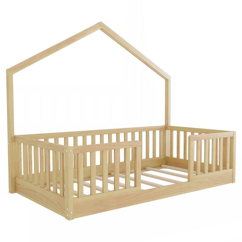 Twin Floor Bed with High Rails