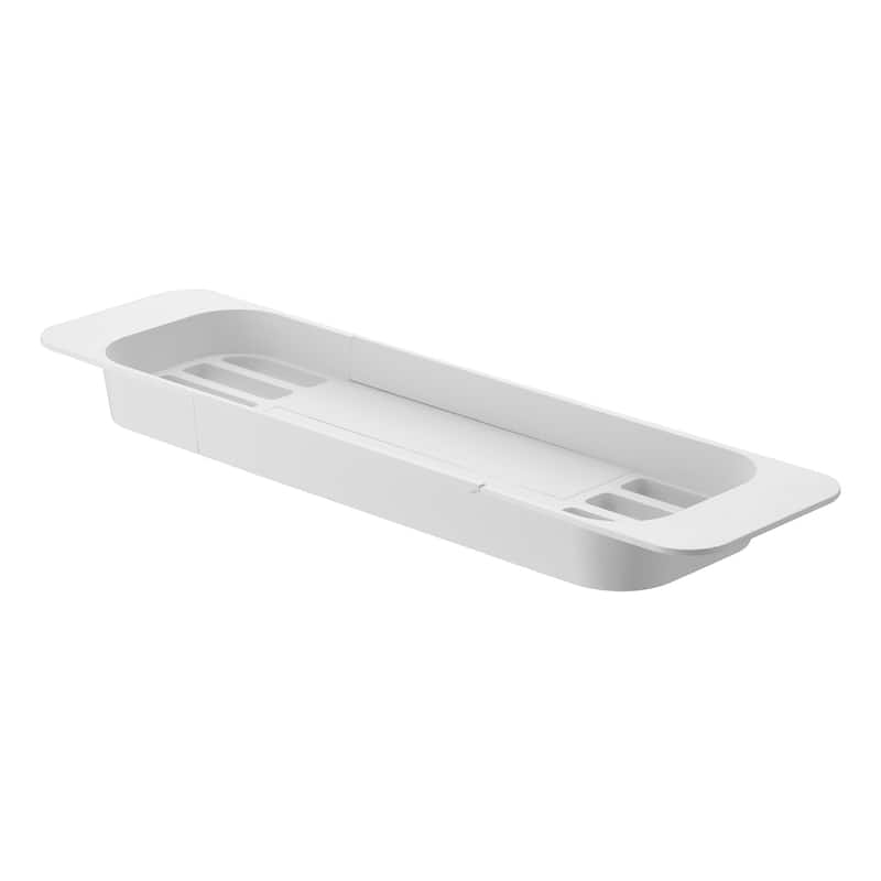 Yamazaki Home Expandable Bathtub Caddy, ABS Plastic, Holds 6.6 lbs, Expandable - L 6.1 x W 22.64 x H 1.77 inches - White
