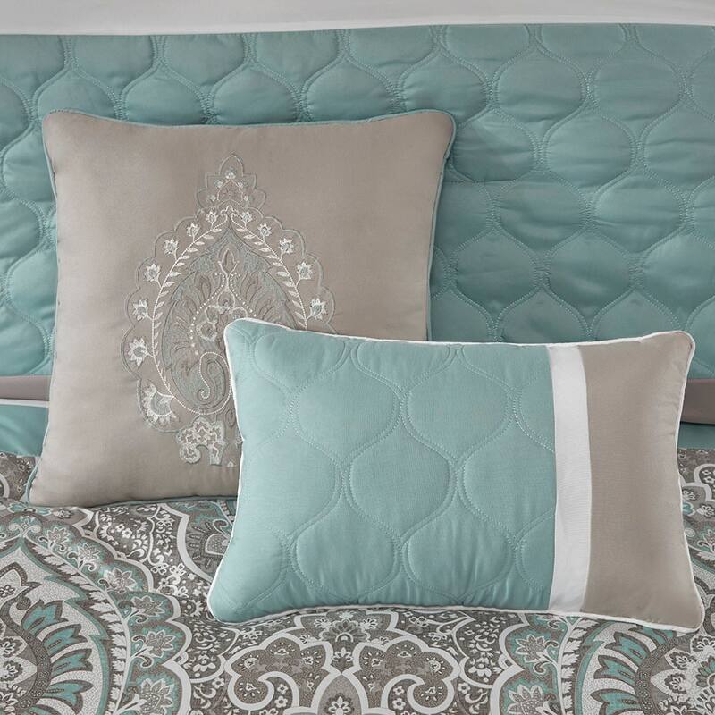 GDF Studio - Shawnee 8-Piece Quilted Comforter Set with Decorative Pillows