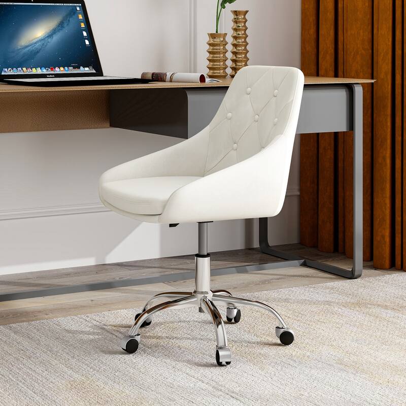 Modern Adjustable Height Velvet Dining Chair with Wheels Set of 1.
