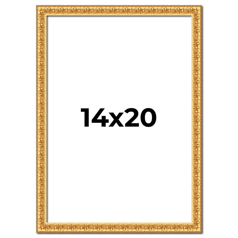 14x20 Frame Gold Real Wood Picture Frame Width 1 inches | Interior