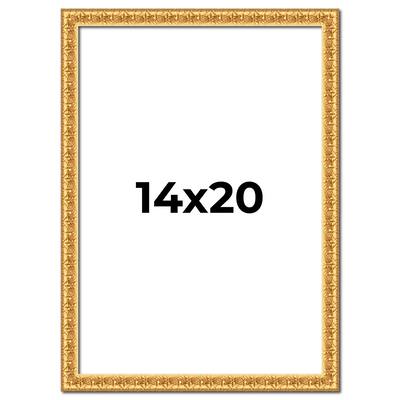 14x20 Frame Gold Real Wood Picture Frame Width 1 inches | Interior