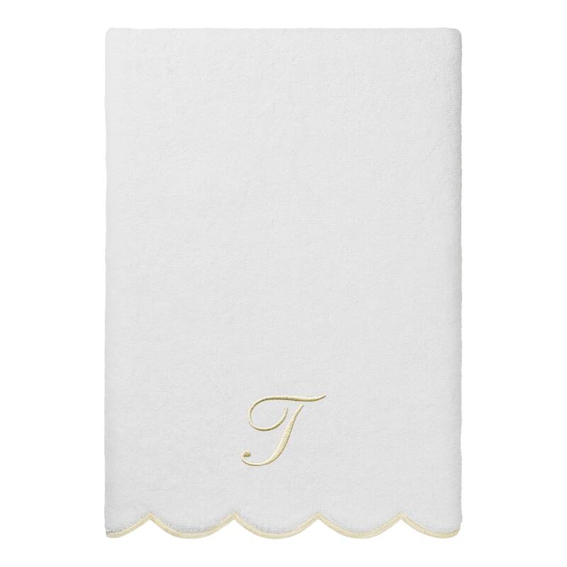 Authentic Hotel and Spa 100% Turkish Cotton Beige ADORNIA Scallop Personalized 3 Piece Towel Set - 3 Piece Set