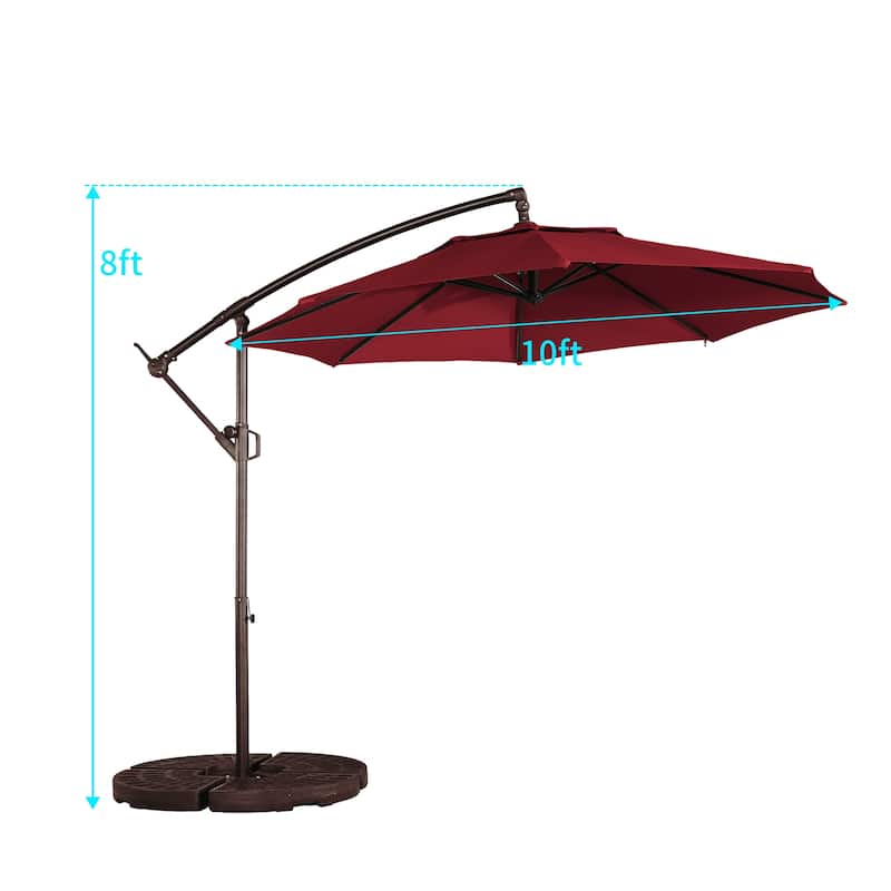 Clihome 10Ft Outdoor Crank Offset Cantilever Patio Umbrella, Without Base
