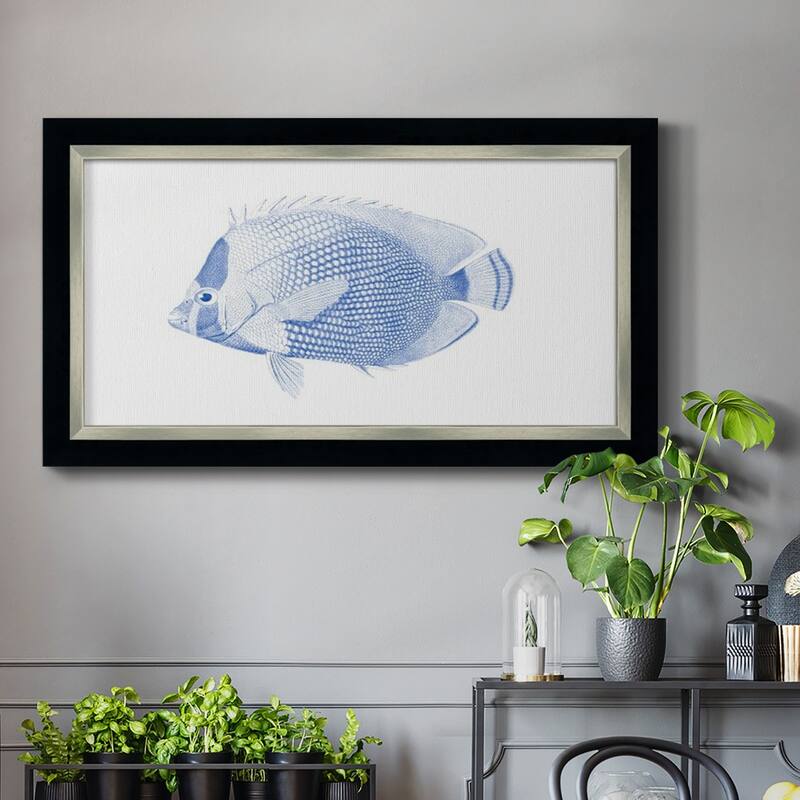 Blue & White Tropical Fish VI Premium Framed Canvas- Ready to Hang