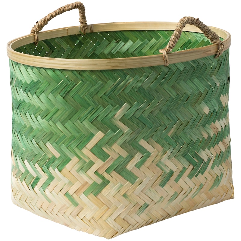 Ovidio Grass Green Natural Fiber Modern Decorative Basket (Set of 3)